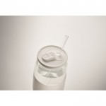 Vaso de borosilicato con pajita a juego y banda de silicona 550ml color blanco vista fotografía quinta vista