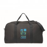 Bolsa de viaje monocromática de tejido reciclado con doble asa color azul marino vista de impresión