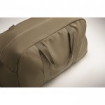 Bolsa de viaje monocromática de tejido reciclado con doble asa color verde militar vista fotografía cuarta vista