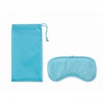 Antifaz con relleno de perlas de gel en bolsa con cierre de cordón color azul claro