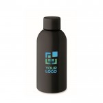 Botella monocromática antifugas de acero inoxidable reciclado 500ml color negro vista de impresión
