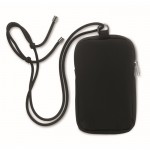 Bolsa bandolera para móviles de algodón reciclado y cordón ajustable color negro segunda vista