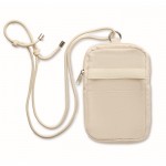 Bolsa bandolera para móviles de algodón reciclado y cordón ajustable color beige