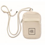 Bolsa bandolera para móviles de algodón reciclado y cordón ajustable color beige vista principal