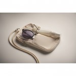 Bolsa bandolera para móviles de algodón reciclado y cordón ajustable color beige vista fotografía cuarta vista