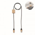 Cable de carga con detalles en bambú y personalizable 60W color madera