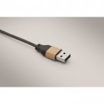 Cable de carga con detalles en bambú y personalizable 60W color madera vista fotografía tercera vista