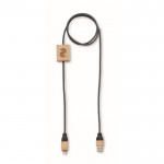 Cable de carga con detalles en bambú y personalizable 60W color madera vista principal