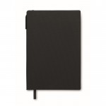 Libreta de tapa rígida  con bolígrafo en el interior A5 hojas a rayas color negro segunda vista