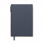 Libreta de tapa rígida  con bolígrafo en el interior A5 hojas a rayas color azul marino segunda vista