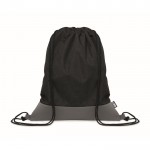Mochila de cuerdas de poliéster RPET con detalle de cuero en la base color negro