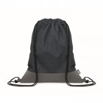 Mochila de cuerdas de poliéster RPET con detalle de cuero en la base color azul marino