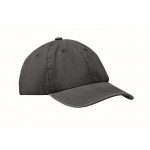 Gorra de béisbol estilo algodón lavado con cierre de velcro 265 g/m2 color negro