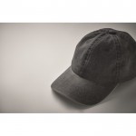 Gorra de béisbol estilo algodón lavado con cierre de velcro 265 g/m2 color negro vista fotografía segunda vista