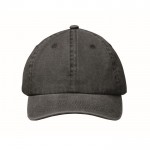 Gorra de béisbol estilo algodón lavado con cierre de velcro 265 g/m2 color negro cuarta vista