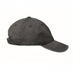 Gorra de béisbol estilo algodón lavado con cierre de velcro 265 g/m2 color negro sexta vista