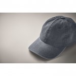 Gorra de béisbol estilo algodón lavado con cierre de velcro 265 g/m2 color azul vista fotografía segunda vista