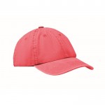 Gorra de béisbol estilo algodón lavado con cierre de velcro 265 g/m2 color rojo