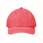 Gorra de béisbol estilo algodón lavado con cierre de velcro 265 g/m2 color rojo cuarta vista