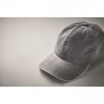 Gorra de béisbol estilo algodón lavado con cierre de velcro 265 g/m2 color gris vista fotografía segunda vista