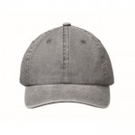 Gorra de béisbol estilo algodón lavado con cierre de velcro 265 g/m2 color gris cuarta vista