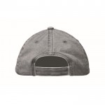 Gorra de béisbol estilo algodón lavado con cierre de velcro 265 g/m2 color gris quinta vista