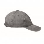 Gorra de béisbol estilo algodón lavado con cierre de velcro 265 g/m2 color gris sexta vista
