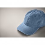 Gorra de béisbol estilo algodón lavado con cierre de velcro 265 g/m2 color azul real vista fotografía segunda vista