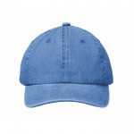 Gorra de béisbol estilo algodón lavado con cierre de velcro 265 g/m2 color azul real cuarta vista