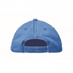 Gorra de béisbol estilo algodón lavado con cierre de velcro 265 g/m2 color azul real quinta vista