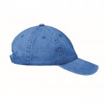 Gorra de béisbol estilo algodón lavado con cierre de velcro 265 g/m2 color azul real sexta vista