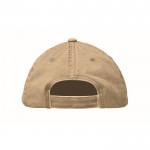 Gorra de béisbol estilo algodón lavado con cierre de velcro 265 g/m2 color caqui quinta vista