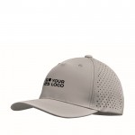 Gorra de poliéster con agujeros de ventilación y repelente al agua color gris vista de impresión