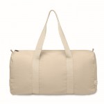 Bolsa de viaje con compartimiento lateral y detalles en color natural color beige segunda vista