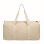Bolsa de viaje con compartimiento lateral y detalles en color natural color beige octava vista