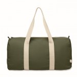 Bolsa de viaje con compartimiento lateral y detalles en color natural color verde militar segunda vista