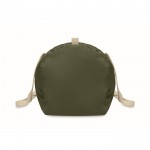 Bolsa de viaje con compartimiento lateral y detalles en color natural color verde militar cuarta vista