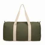 Bolsa de viaje con compartimiento lateral y detalles en color natural color verde militar octava vista