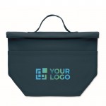 Bolsa nevera personal con cierre rolltop y asa de transporte color azul vista de impresión