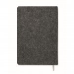 Libreta con tapa de fieltro RPET y corcho páginas a rayas A5 color gris oscuro tercera vista