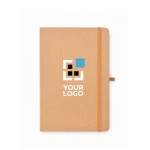 Libreta de hojas lisas con notas adhesivas y tarjetero por dentro A5 color beige vista de impresión