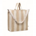 Bolsa de la playa con rayas verticales con asas y bandolera ajustable color blanco