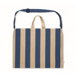 Bolsa de la playa con rayas verticales con asas y bandolera ajustable color azul real cuarta vista