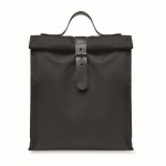 Bolsa nevera rolltop de poliéster con asa y cierre de cuero color negro segunda vista