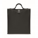 Bolsa nevera rolltop de poliéster con asa y cierre de cuero color negro tercera vista