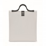 Bolsa nevera rolltop de poliéster con asa y cierre de cuero color blanco tercera vista