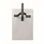 Bolsa nevera rolltop de poliéster con asa y cierre de cuero color blanco octava vista