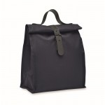 Bolsa nevera rolltop de poliéster con asa y cierre de cuero color azul marino