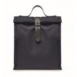 Bolsa nevera rolltop de poliéster con asa y cierre de cuero color azul marino segunda vista