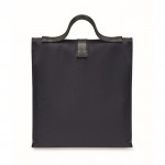 Bolsa nevera rolltop de poliéster con asa y cierre de cuero color azul marino tercera vista